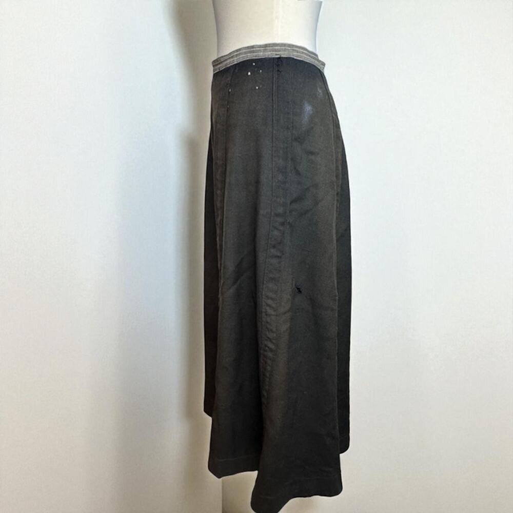 Vintage Antique Wool Edwardian Skirt Black XS Repaired Lined 1910s Handmade - Picture 2 of 7